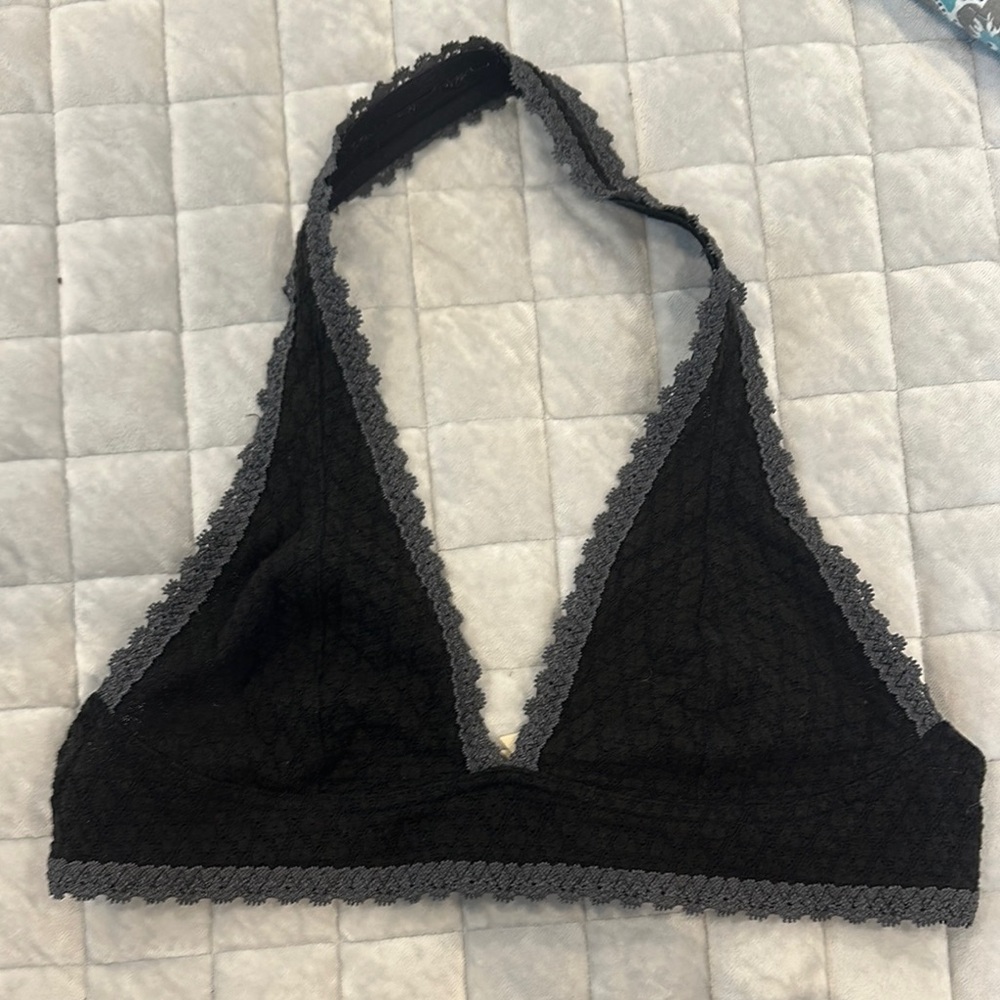 Free People Black and Gray Wireless Triangle Bras